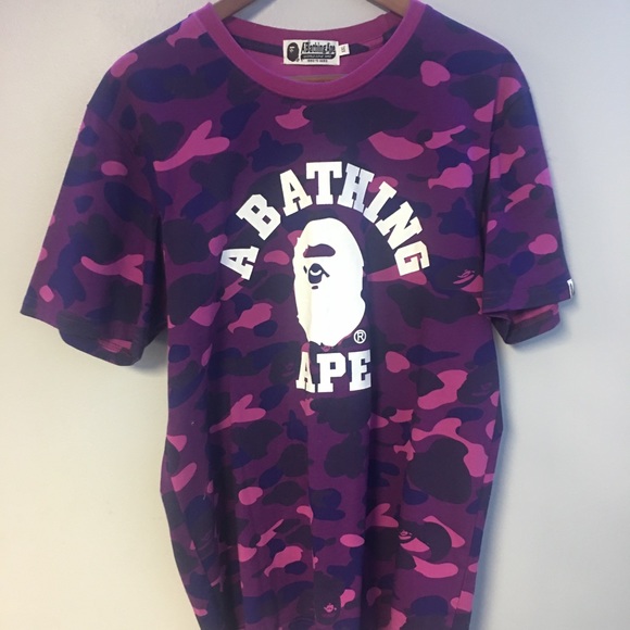 Bape Shirts Bape College Head Purple Camo Tshirt Poshmark
